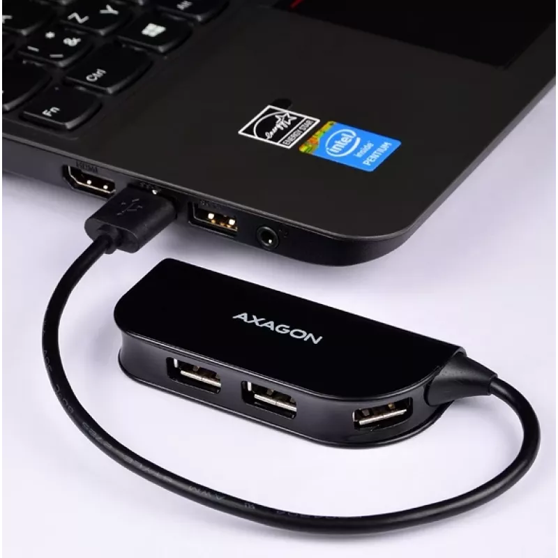 Axagon HUE-X4B liidesejaotur USB 2.0 480 Mbit/s Must