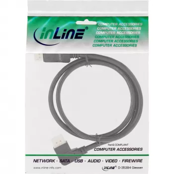 InLine DisplayPort 1.4 kaabel, 8K4K, vasaknurkne, must/kuldne, 3 m