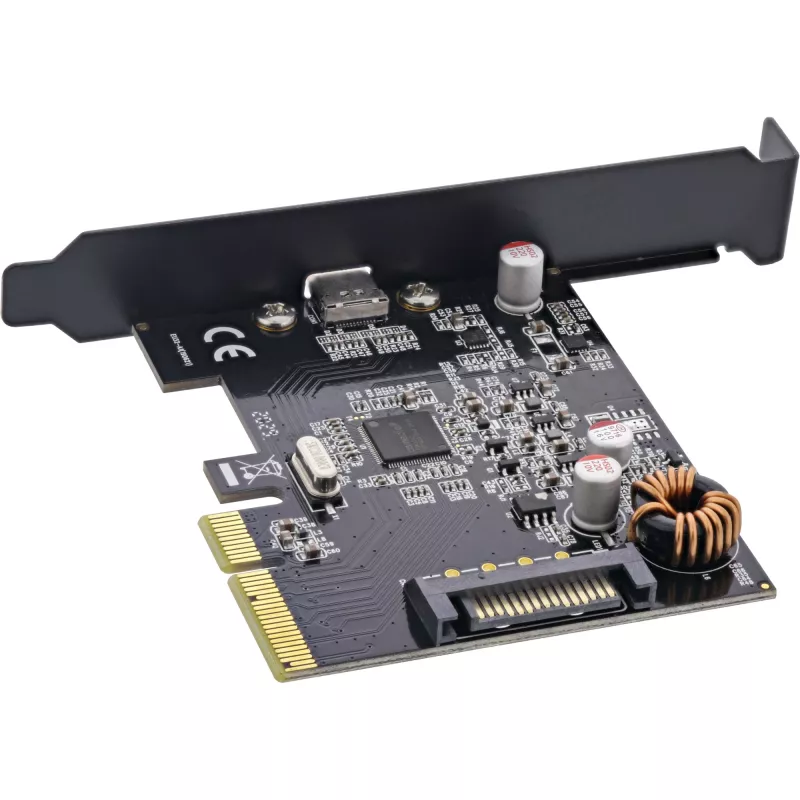 InLine liidesekaart, USB 3.2 Gen.2x2, 1x USB-C, PCIe x4, PCIe, madalaprofiiliga, PCIe 4.0, 100 mm, 1,28 mm, 120 mm