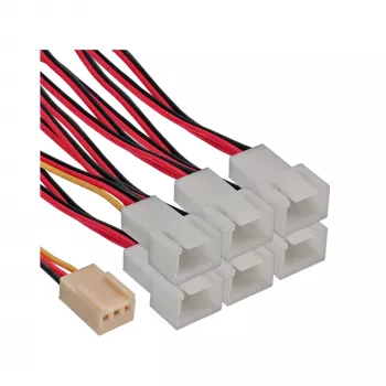 InLine ventilaatori adapterkaabel Y-kaabel 3-pin Molex emane / 6x 3-pin Molex isane