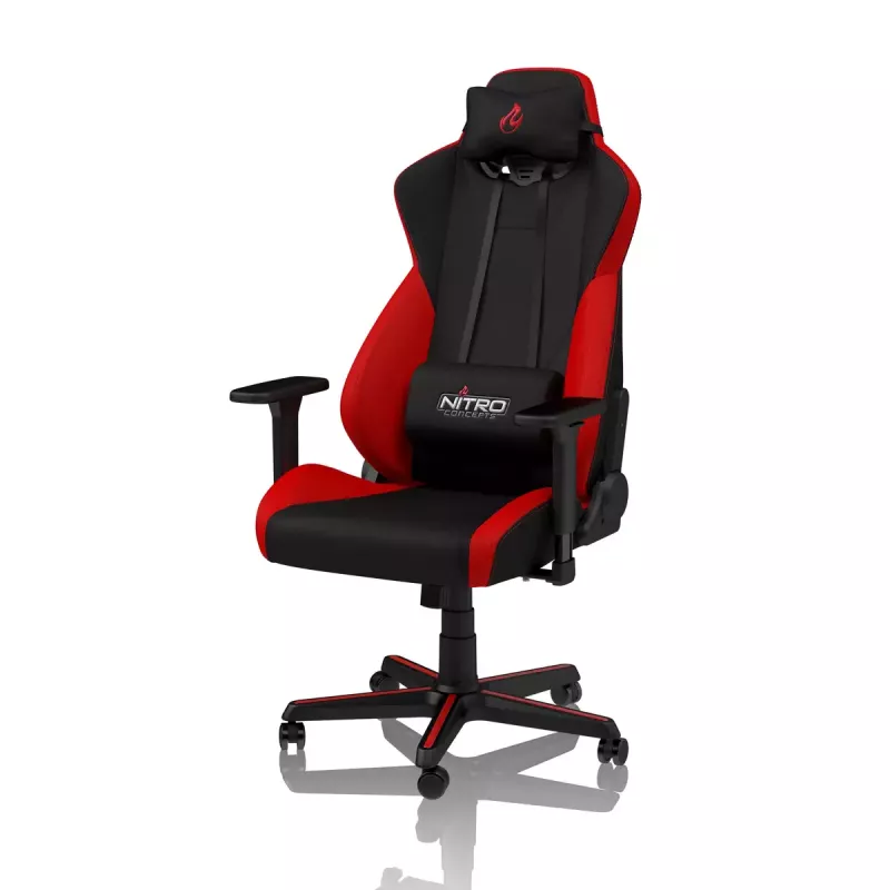 Mängutool Nitro Concepts S300 riidest istmega, reguleeritav kõrgus 128–140 cm, seljatoe laius 56 cm, riidest iste (must/punane)