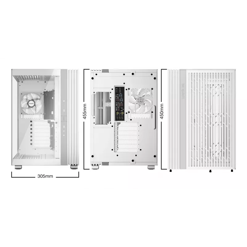 PC case be quiet! LIGHT BASE 600 LX Valge Midi Tower — ATX, külgaken, ARGB esiosa, USB-C, toetab 360 mm radiaatorit