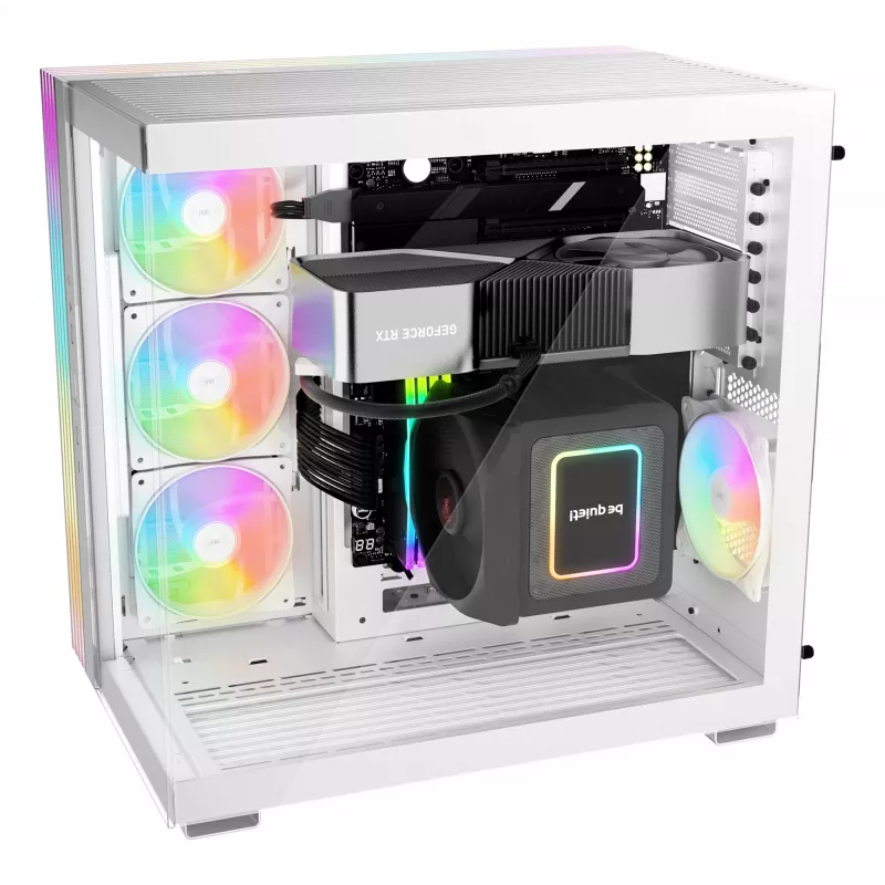 PC case be quiet! LIGHT BASE 600 LX Valge Midi Tower — ATX, külgaken, ARGB esiosa, USB-C, toetab 360 mm radiaatorit