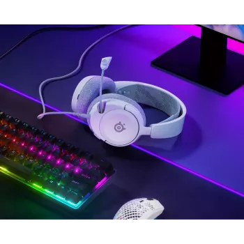 Peakomplekt STEELSERIES Arctis Nova 1 juhtmega 3,5 mm, binauraalne, valge, 1,2 m kaabel, eemaldatav, poom-mikrofon