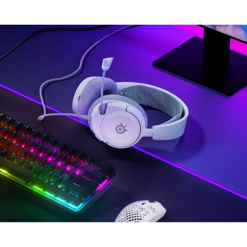 Peakomplekt STEELSERIES Arctis Nova 1 juhtmega 3,5 mm, binauraalne, valge, 1,2 m kaabel, eemaldatav, poom-mikrofon