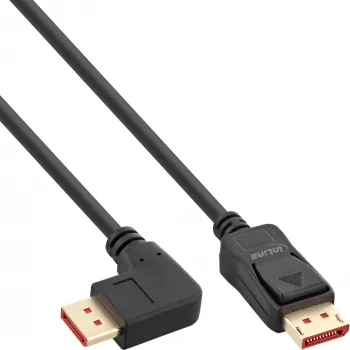 InLine DisplayPort 1.4 kaabel, 8K4K, parempoolse nurga all, must/kuld, 1 m