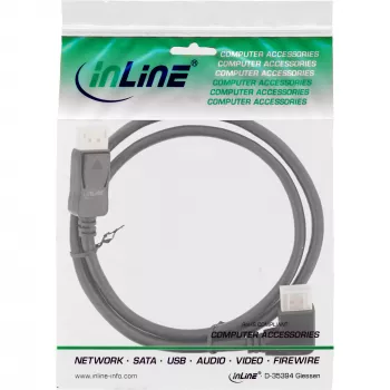 InLine DisplayPort 1.4 kaabel, 8K4K, parempoolse nurga all, must/kuld, 1 m