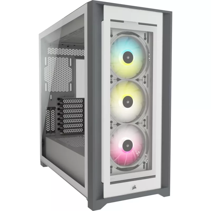 CORSAIR iCUE 5000X RGB – temperklaasiga keskmine ATX-arvuti korpus – valge