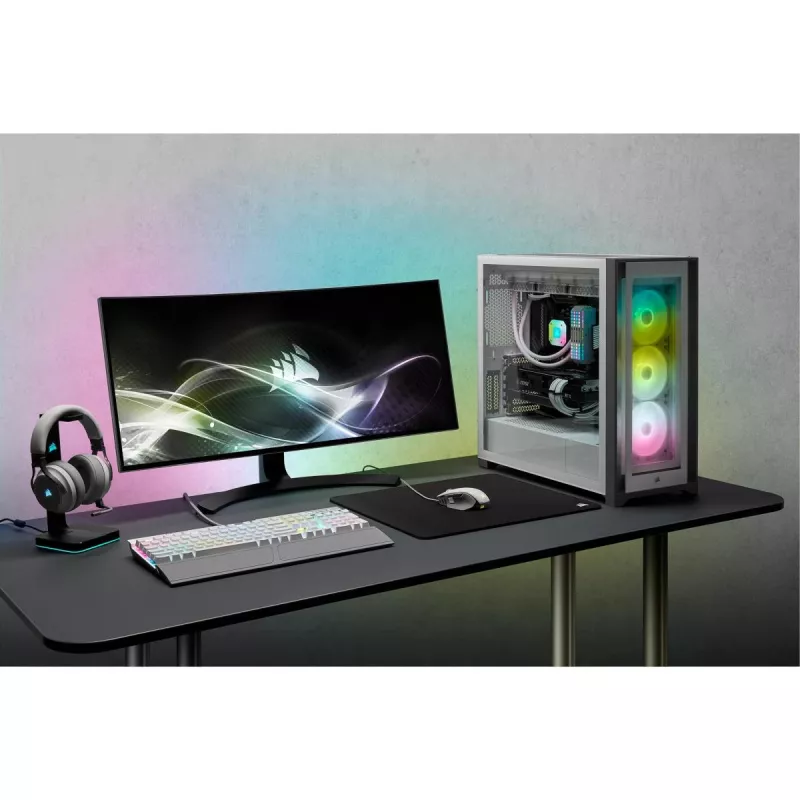 CORSAIR iCUE 5000X RGB – temperklaasiga keskmine ATX-arvuti korpus – valge
