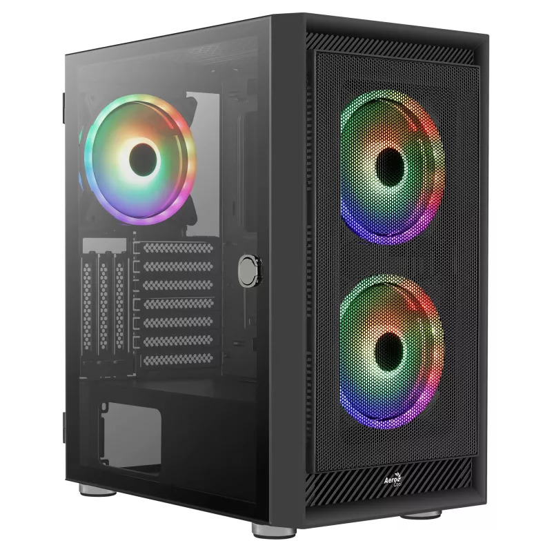 AeroCool Graphite v3 (Graphite-G-BK-v3) ACCM-PB24133.11 Midi Tower korpus, ATX/MicroATX/Mini-ITX, karastatud klaasist külgpaneel, ilma toiteplokita, must