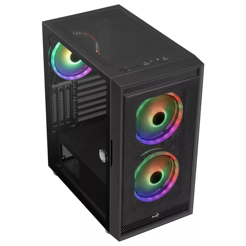 AeroCool Graphite v3 (Graphite-G-BK-v3) ACCM-PB24133.11 Midi Tower korpus, ATX/MicroATX/Mini-ITX, karastatud klaasist külgpaneel, ilma toiteplokita, must