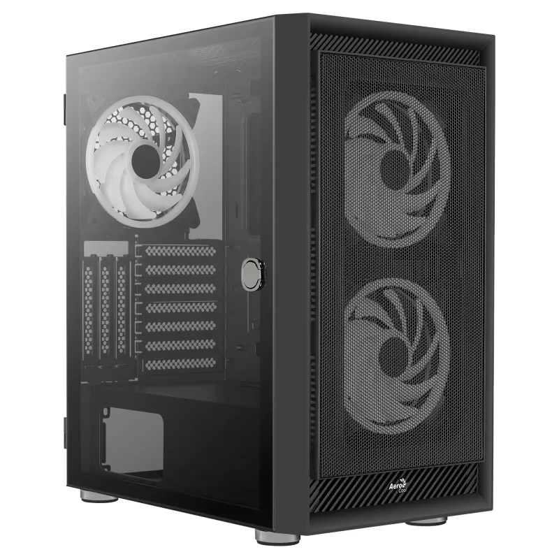 AeroCool Graphite v3 (Graphite-G-BK-v3) ACCM-PB24133.11 Midi Tower korpus, ATX/MicroATX/Mini-ITX, karastatud klaasist külgpaneel, ilma toiteplokita, must
