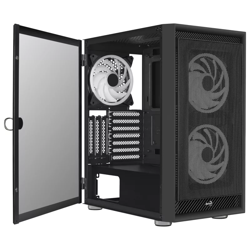 AeroCool Graphite v3 (Graphite-G-BK-v3) ACCM-PB24133.11 Midi Tower korpus, ATX/MicroATX/Mini-ITX, karastatud klaasist külgpaneel, ilma toiteplokita, must