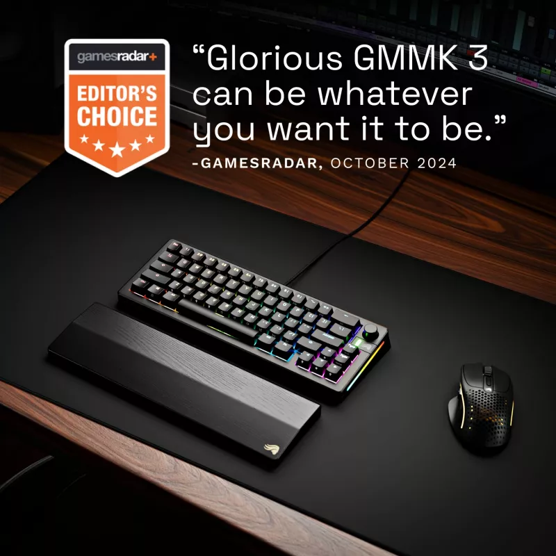 Mehaaniline mänguklaviatuur GLORIOUS GMMK 3 65% juhtmega USB, QWERTY US, RGB, must