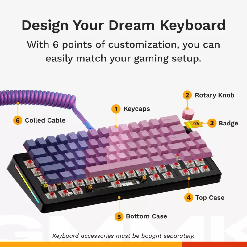 Mehaaniline mänguklaviatuur GLORIOUS GMMK 3 65% juhtmega USB, QWERTY US, RGB, must