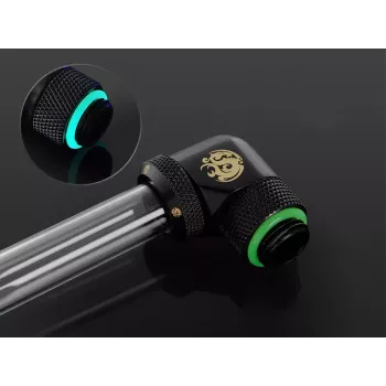 CPU/GPU vedelikjahutusliitmik BitsPower BP-MBE90RML messingist 90° pöörlev adapter 1/4-tollise keermega must