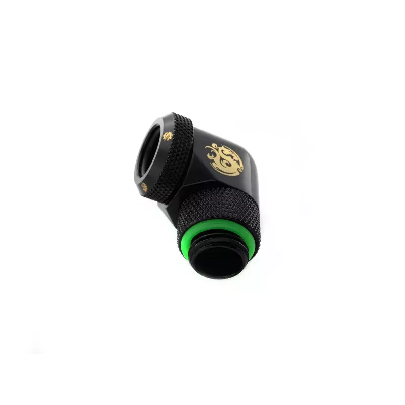 CPU/GPU vedelikjahutusliitmik BitsPower BP-MBE90RML messingist 90° pöörlev adapter 1/4-tollise keermega must