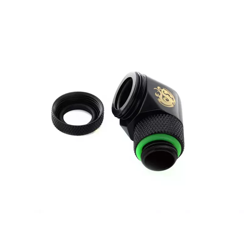 CPU/GPU vedelikjahutusliitmik BitsPower BP-MBE90RML messingist 90° pöörlev adapter 1/4-tollise keermega must