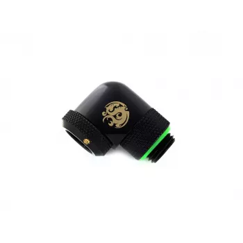 CPU/GPU vedelikjahutusliitmik BitsPower BP-MBE90RML messingist 90° pöörlev adapter 1/4-tollise keermega must