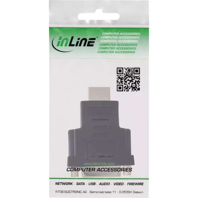 InLine HDMI-DVI-adapter, isane / 24+1 emane, kullatud, 4K2K