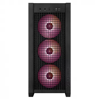 PC-korpus ASUS TUF Gaming GT302 ARGB Midi Tower must — karastatud klaas, 3x140 mm ees + 1x140 mm taga, USB-C
