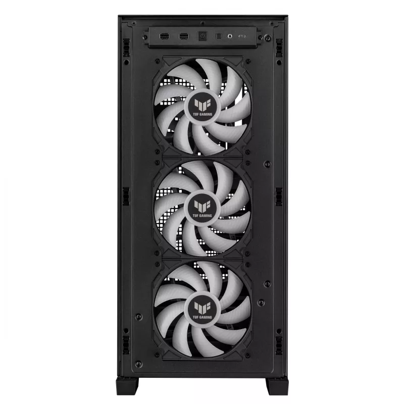 PC-korpus ASUS TUF Gaming GT302 ARGB Midi Tower must — karastatud klaas, 3x140 mm ees + 1x140 mm taga, USB-C