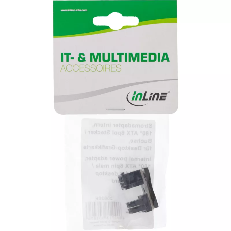 InLine toiteadapter sisemine 180° ATX 6-pin isane-emane Must 26636E