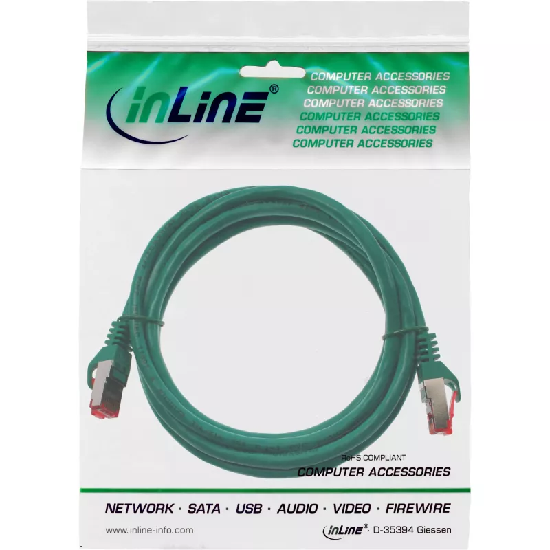 InLine patch-kaabel S/FTP PiMF Cat.6 250MHz PVC vask roheline 3m
