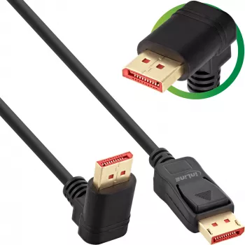 InLine DisplayPort 1.4 kaabel, 8K4K, ülespoole nurga all, must/kuldne, 3m