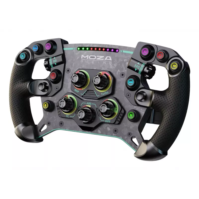 Moza Racing GS V2P rool, Rool, Juhtmega ja juhtmevaba, Must, Süsinikkiuga tugevdatud polümeer (CFRP), Süsinikkiud, Nahk, Mikrokiud, Kiirkinnitus, Aku