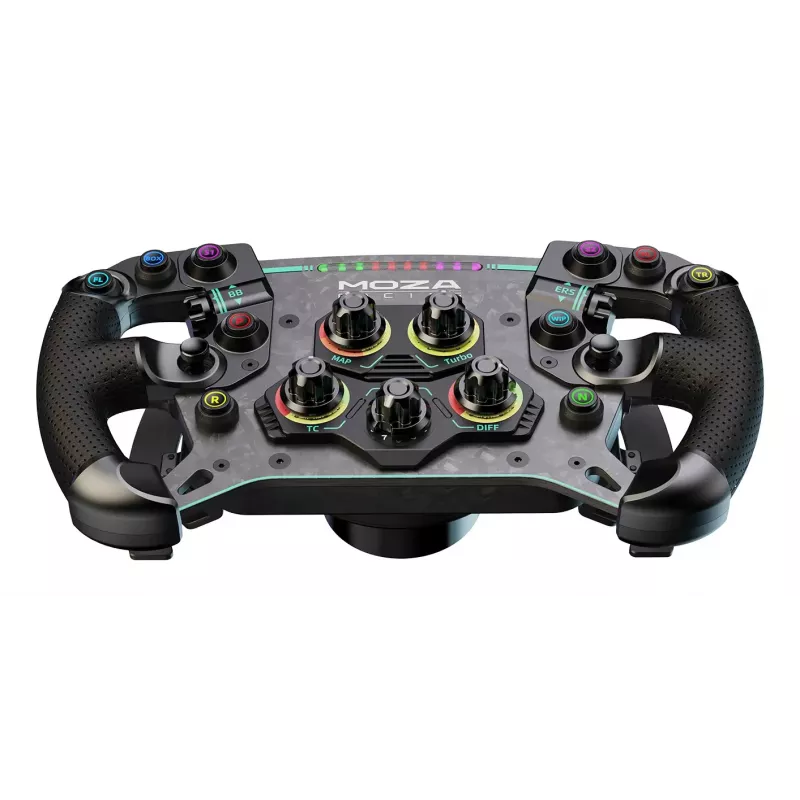 Moza Racing GS V2P rool, Rool, Juhtmega ja juhtmevaba, Must, Süsinikkiuga tugevdatud polümeer (CFRP), Süsinikkiud, Nahk, Mikrokiud, Kiirkinnitus, Aku