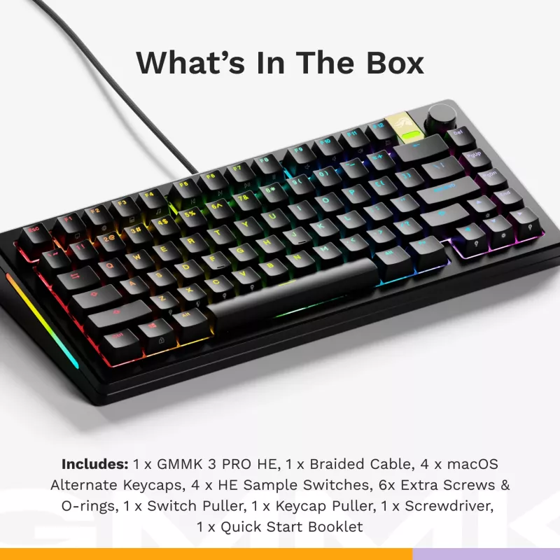 Mehaaniline mänguriklaviatuur GLORIOUS GMMK 3 PRO HE 75% juhtmega USB, QWERTY, RGB, must