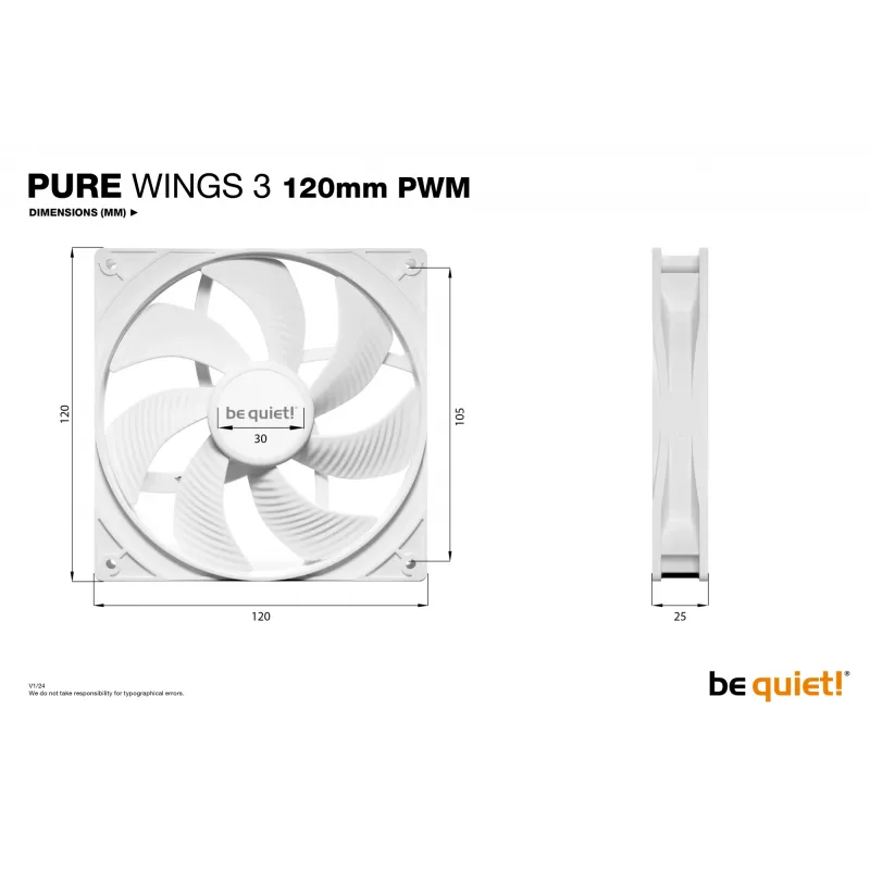 be quiet! Pure Wings 3 120mm PWM valge arvutikorpuse ventilaator 12 cm 1 tk