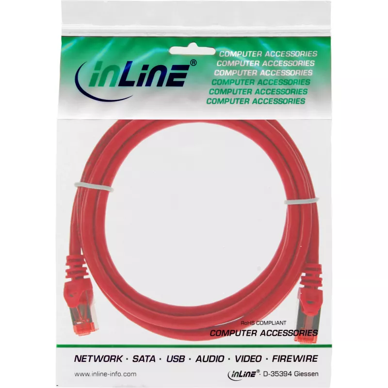 InLine patch-kaabel S/FTP PiMF Cat.6 250MHz PVC vask punane 1m
