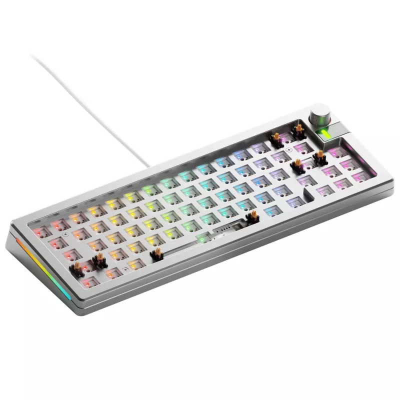 Mehaaniline klaviatuur GLORIOUS GMMK 3 PRO 65% Barebones Wired Silver — 65% USB RGB, 2 m kaabel