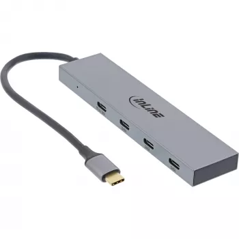 InLine USB 3.2 Gen.2 jaotur (10 Gb/s), 4 port USB-C, OTG, alumiiniumkorpus