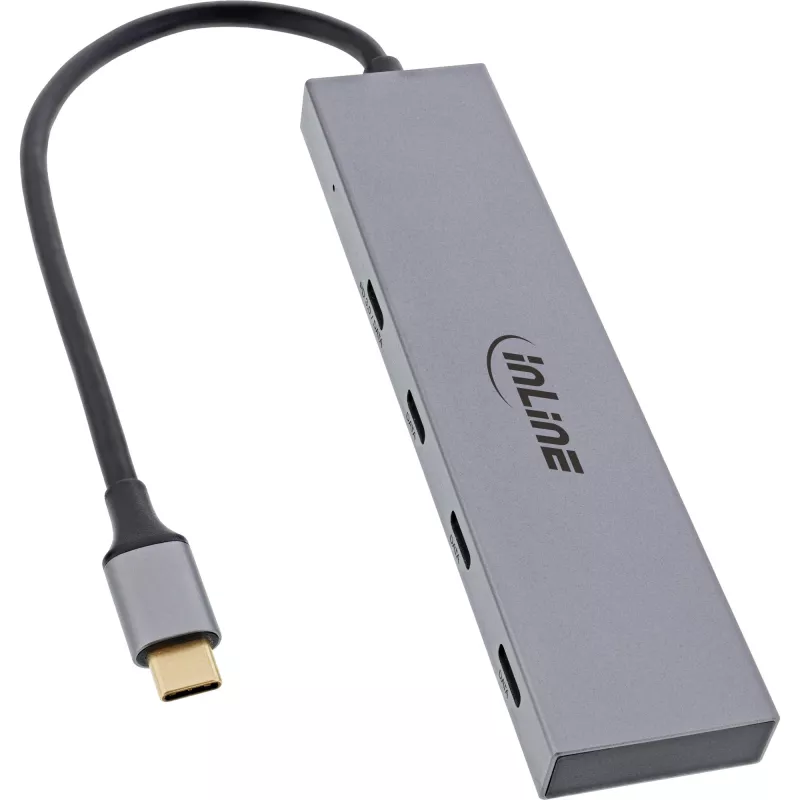 InLine USB 3.2 Gen.2 jaotur (10 Gb/s), 4 port USB-C, OTG, alumiiniumkorpus