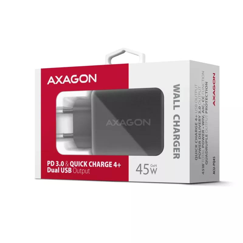 Laadur Axagon ACU-PQ45 QC 3.0 4.0 AFC FCP PPS PD 45W must