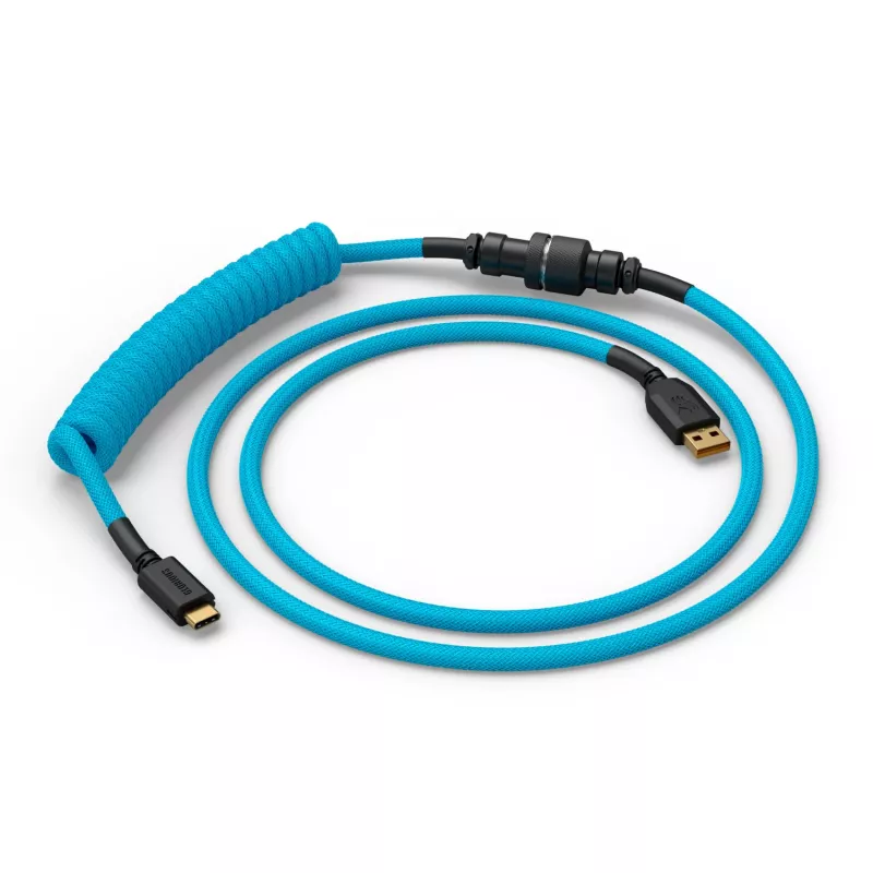 Spiraalne USB-kaabel GLORIOUS GMMK Electric Blue — Eemaldatav klaviatuurikaabel, täisnurksed pistikud