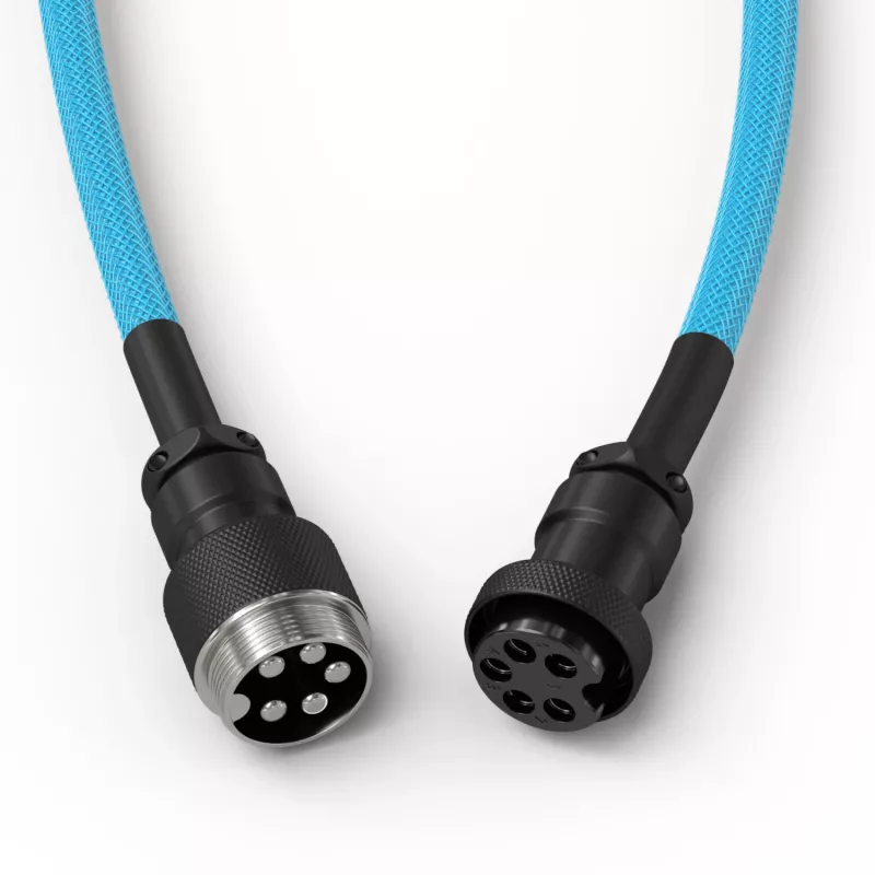 Spiraalne USB-kaabel GLORIOUS GMMK Electric Blue — Eemaldatav klaviatuurikaabel, täisnurksed pistikud