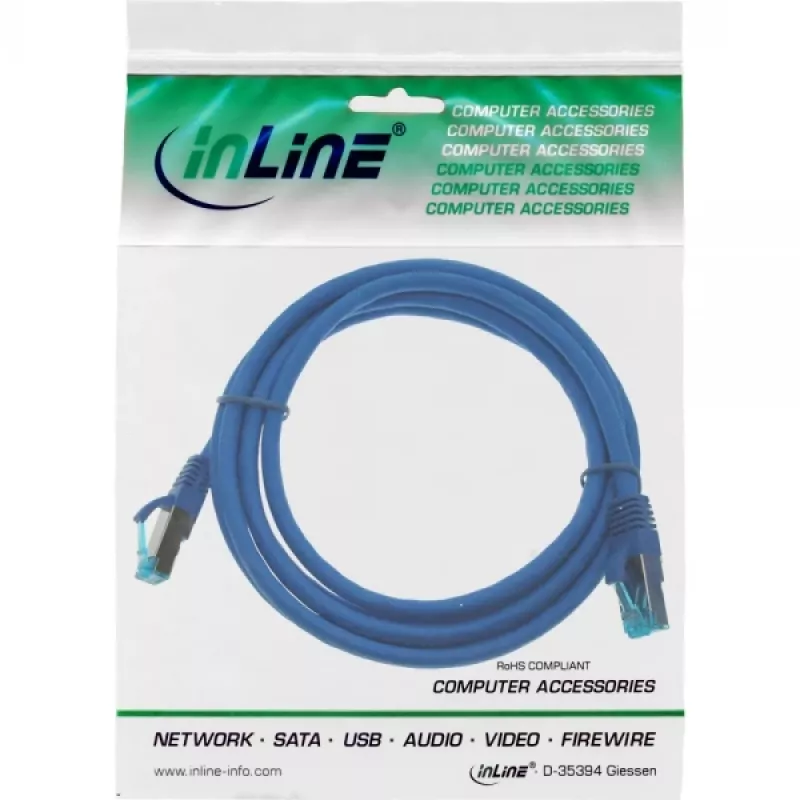 InLine patch-kaabel S/FTP PiMF Cat.6A halogen free 500MHz blue 1.5m