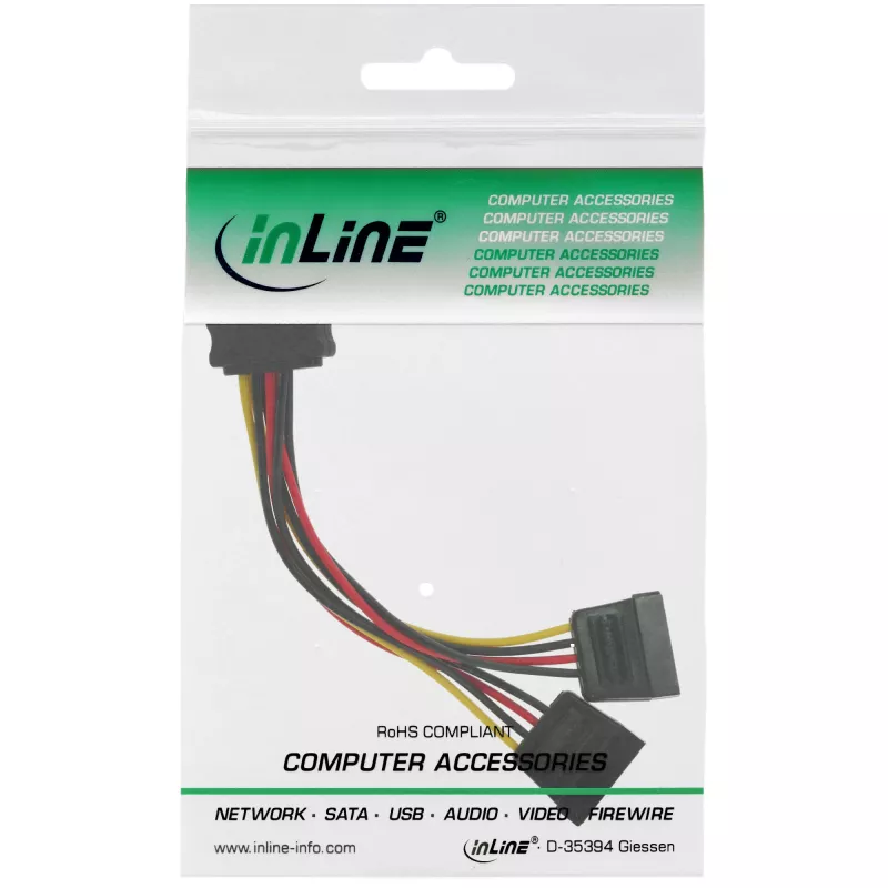 InLine SATA Y-toitekaabel SATA emane / 2x SATA isane 0,15 m
