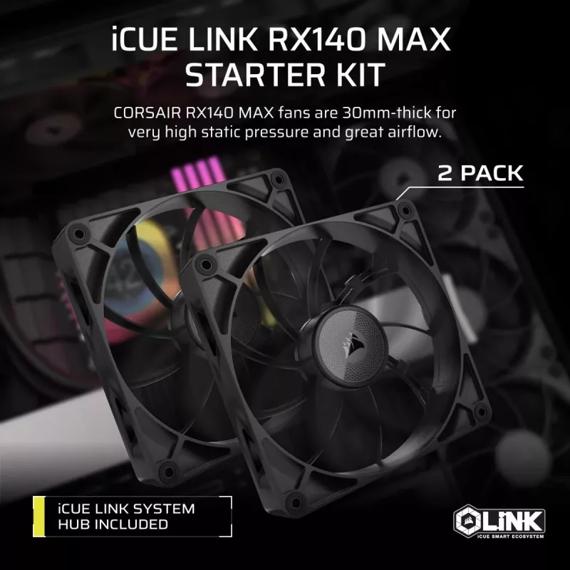 Korpusventilaator Corsair iCUE LINK RX140 MAX 14 cm Must 300-1600 p/min
