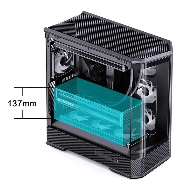Arvutikorpus Jonsbo D400 Midi Tower ATX karastatud klaasiga - Must