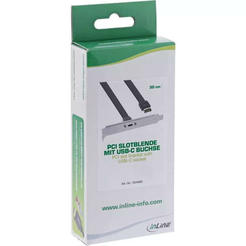 InLine PCI pesa kronstein, USB-C USB 3.2 esipaneeli Key-A sisemine, 0,5 m
