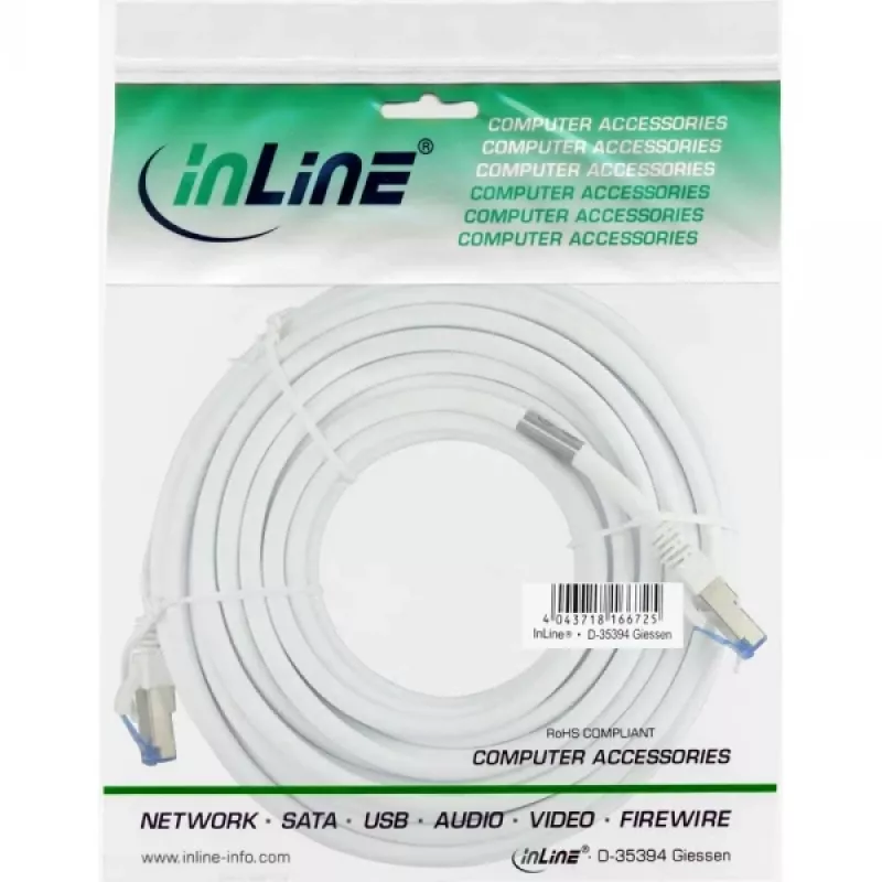 InLine patch-kaabel S/FTP PiMF Cat.6A halogen free 500MHz Valge 3m