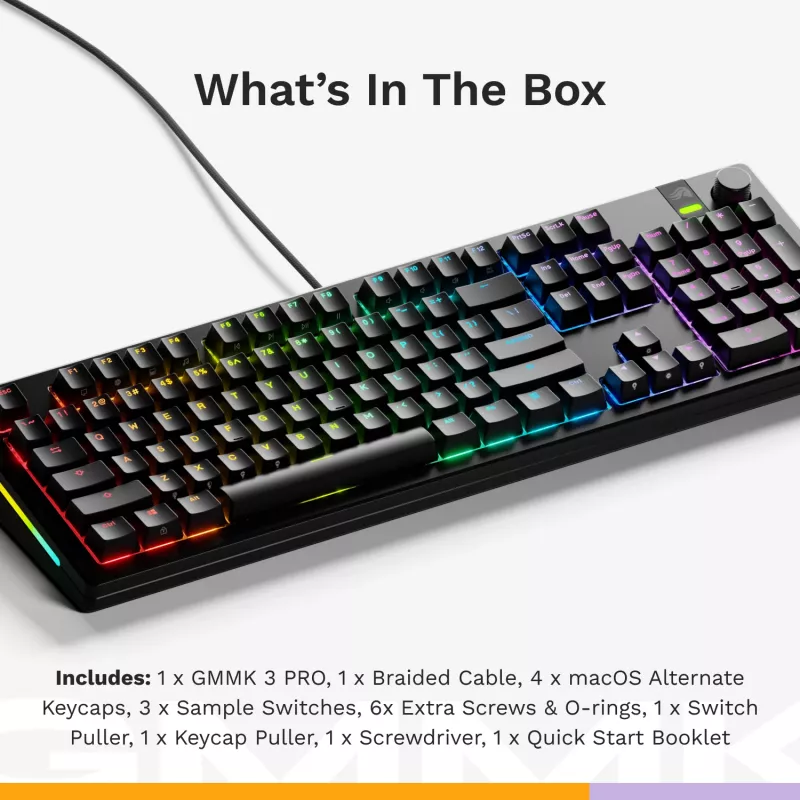 Mehaaniline mängurklaviatuur GLORIOUS GMMK 3 PRO 100% eelmonteeritud juhtmega USB Must US QWERTY RGB
