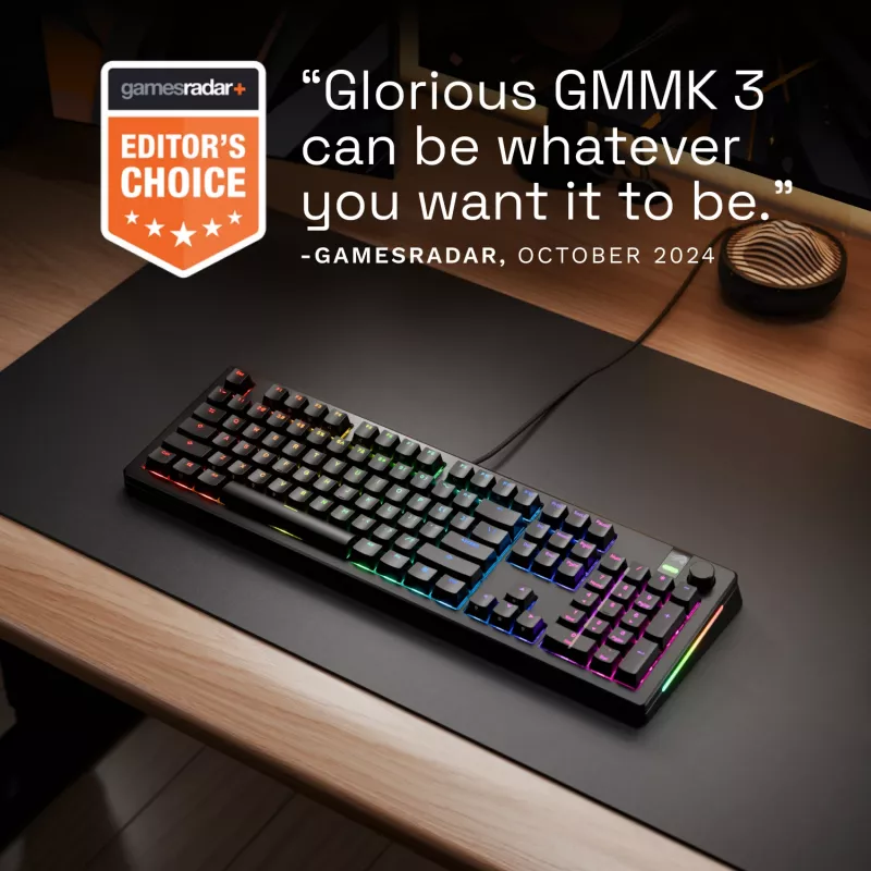 Mehaaniline mängurklaviatuur GLORIOUS GMMK 3 PRO 100% eelmonteeritud juhtmega USB Must US QWERTY RGB