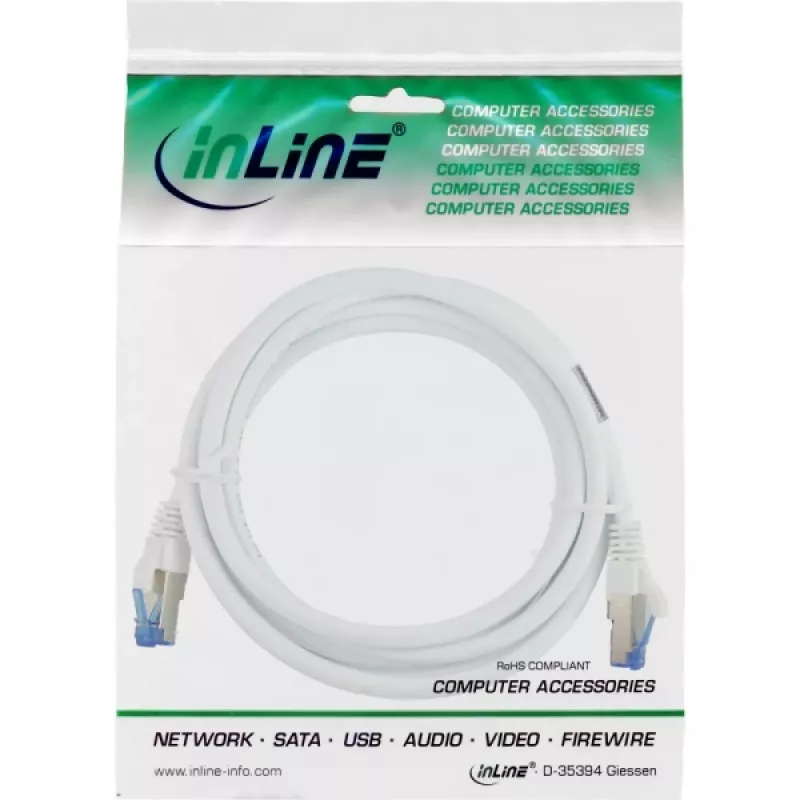 InLine patch-kaabel S/FTP PiMF Cat.6A halogen free 500MHz Valge 1.5m
