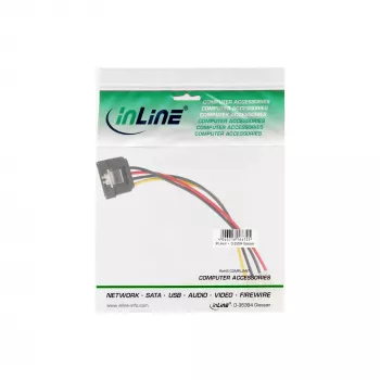 InLine SATA toiteadapteri kaabel 4pin Molex / 15pin SATA riiviga 0,15m